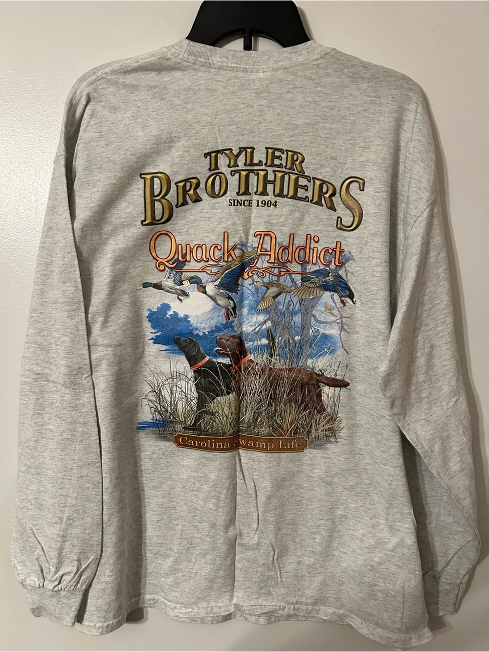 Tyler Brothers Quack Addict Duck Hunting Lab Long Sleeve Shirt XL